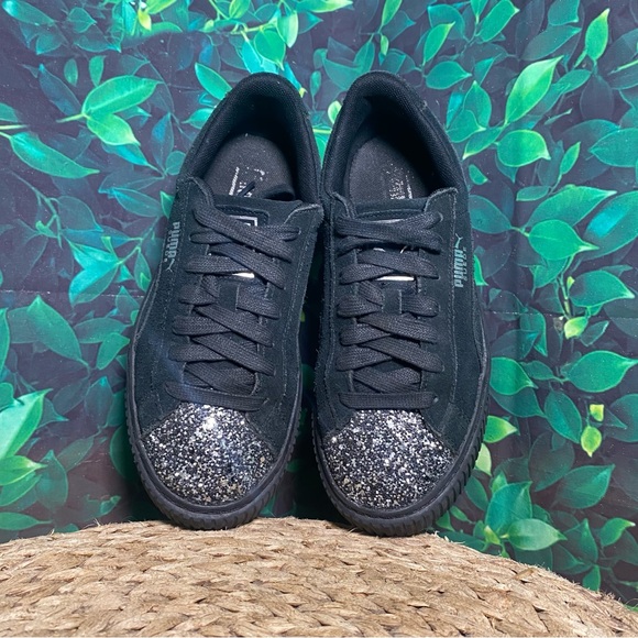 Puma suede crushed gem platform black suede lace sneakers - Picture 6 of 7
